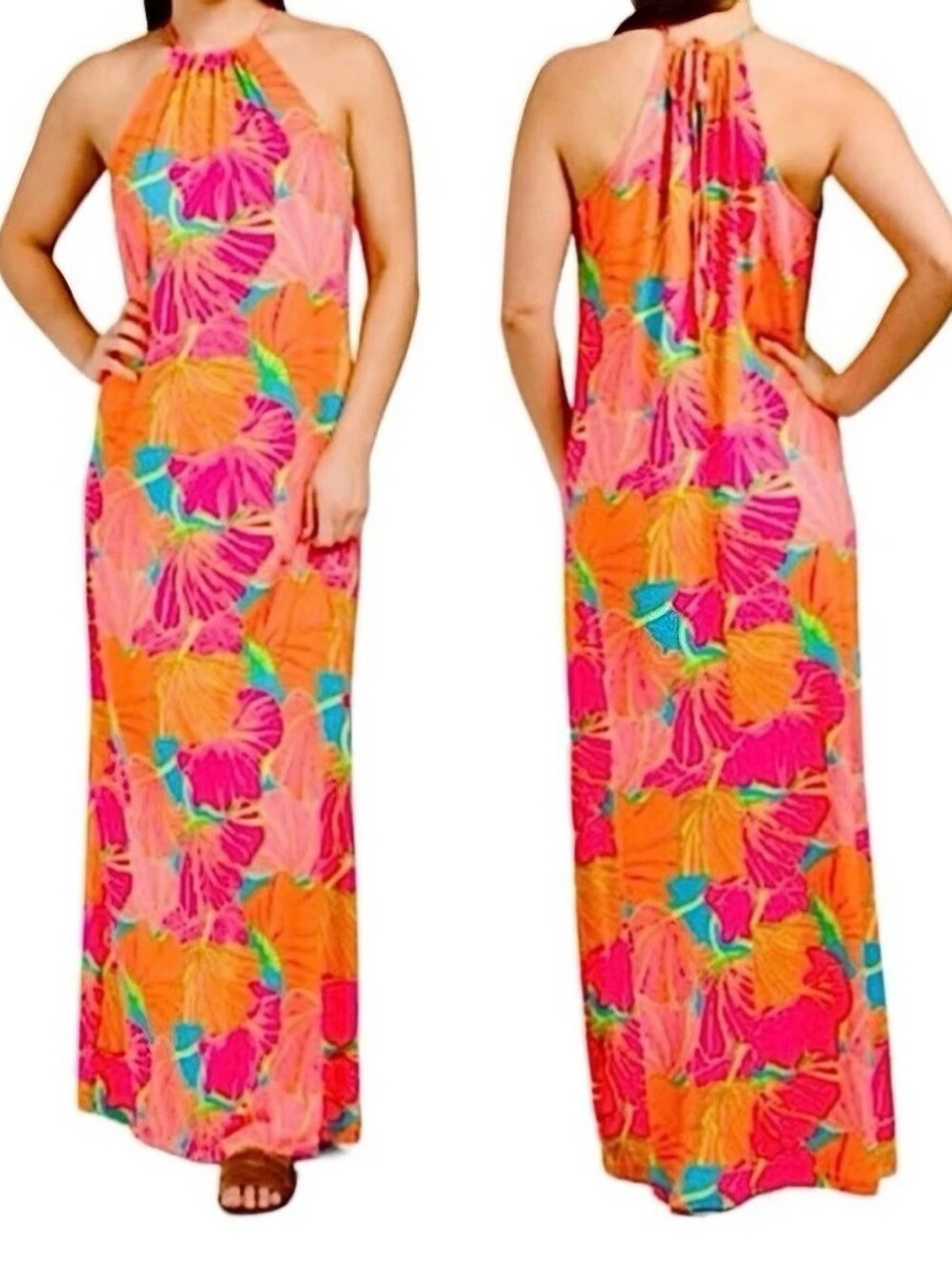 Trina Turk Milan Gingko Halter Floral Maxi Dress | Size Large - EUC - Picture 5 of 6